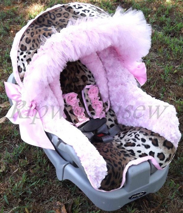 Reupholstered Infant Car Seat Covers Leopard Faux Fur Shoulder Etsy