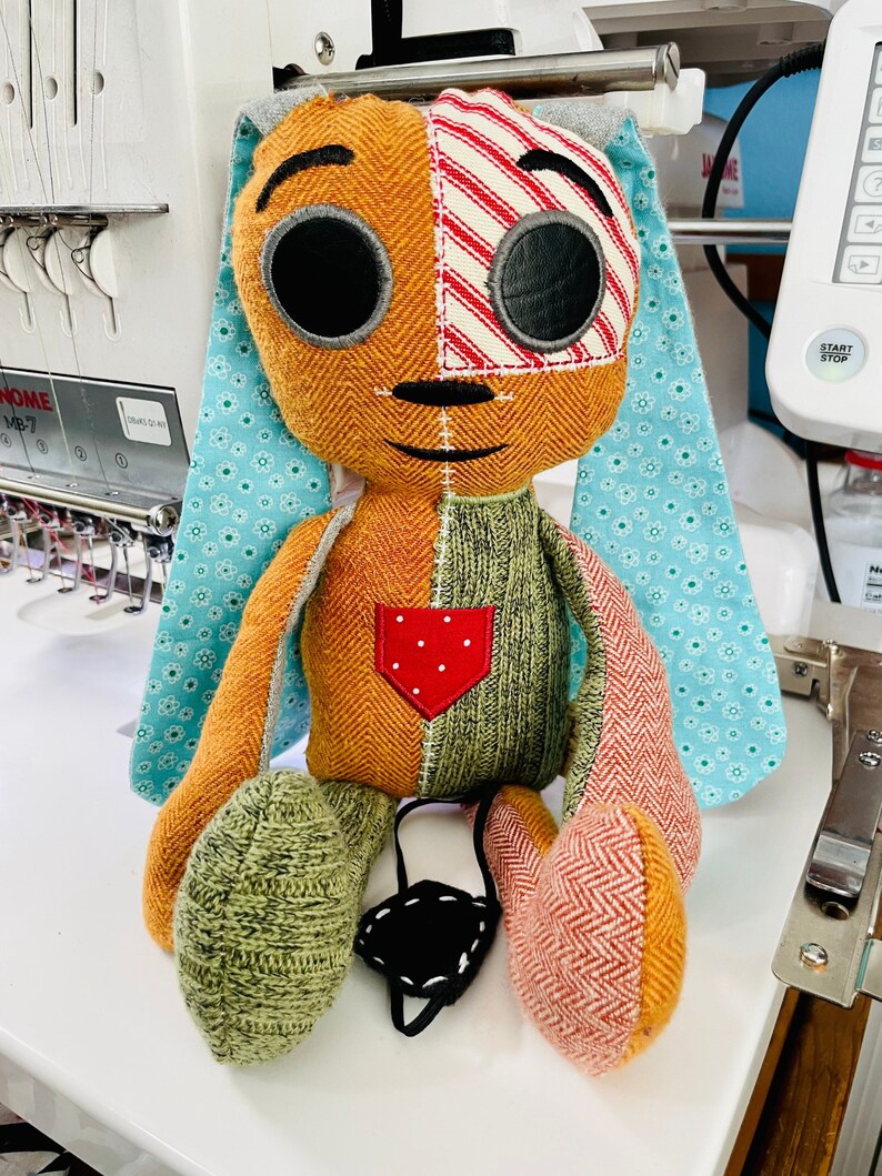 Lost Ollie Plush Toy Handmade Rabbit Soft Patchwork Woven Etsy