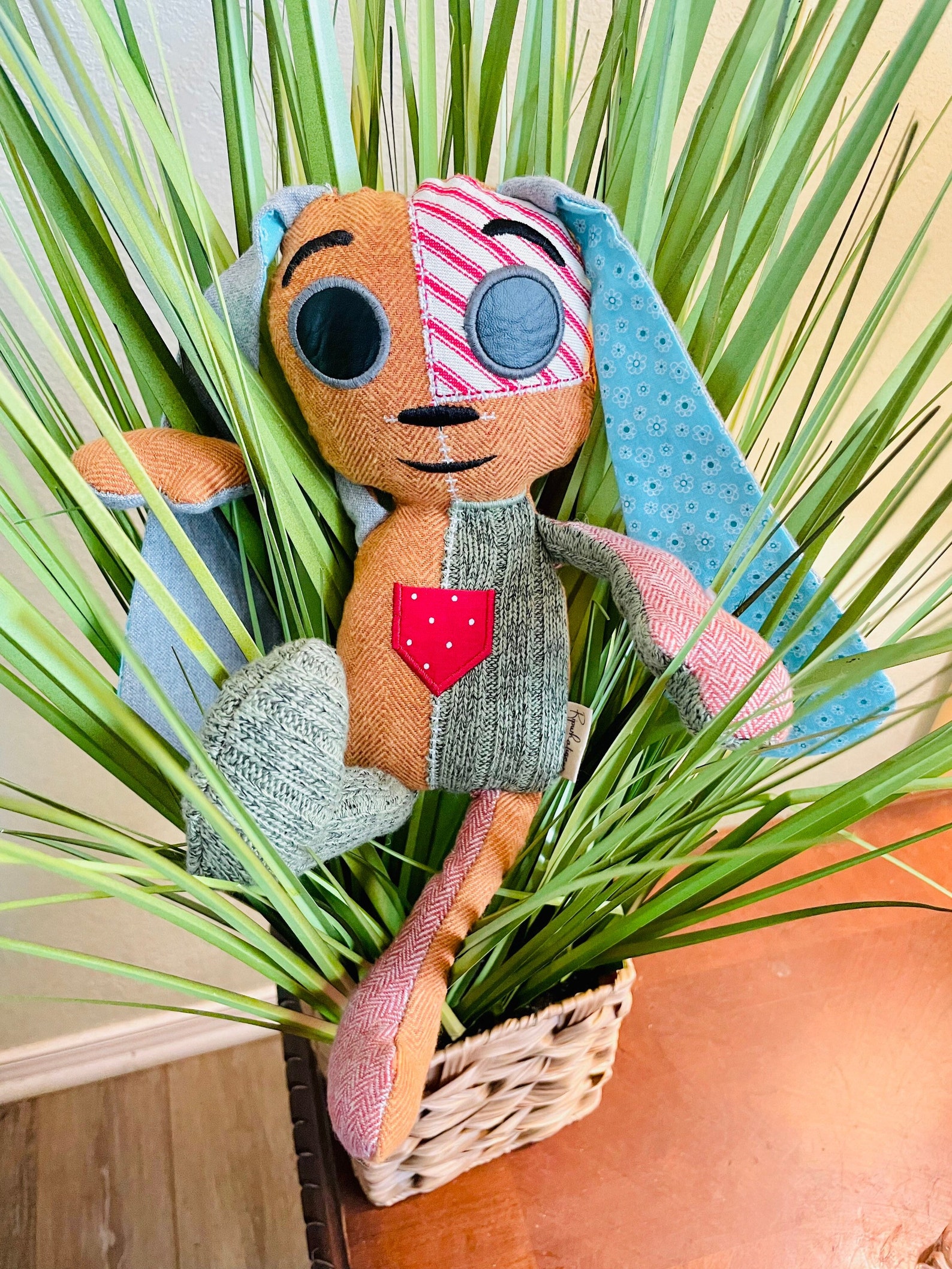 Lost Ollie Plush Toy Handmade Rabbit Soft Patchwork Woven Etsy