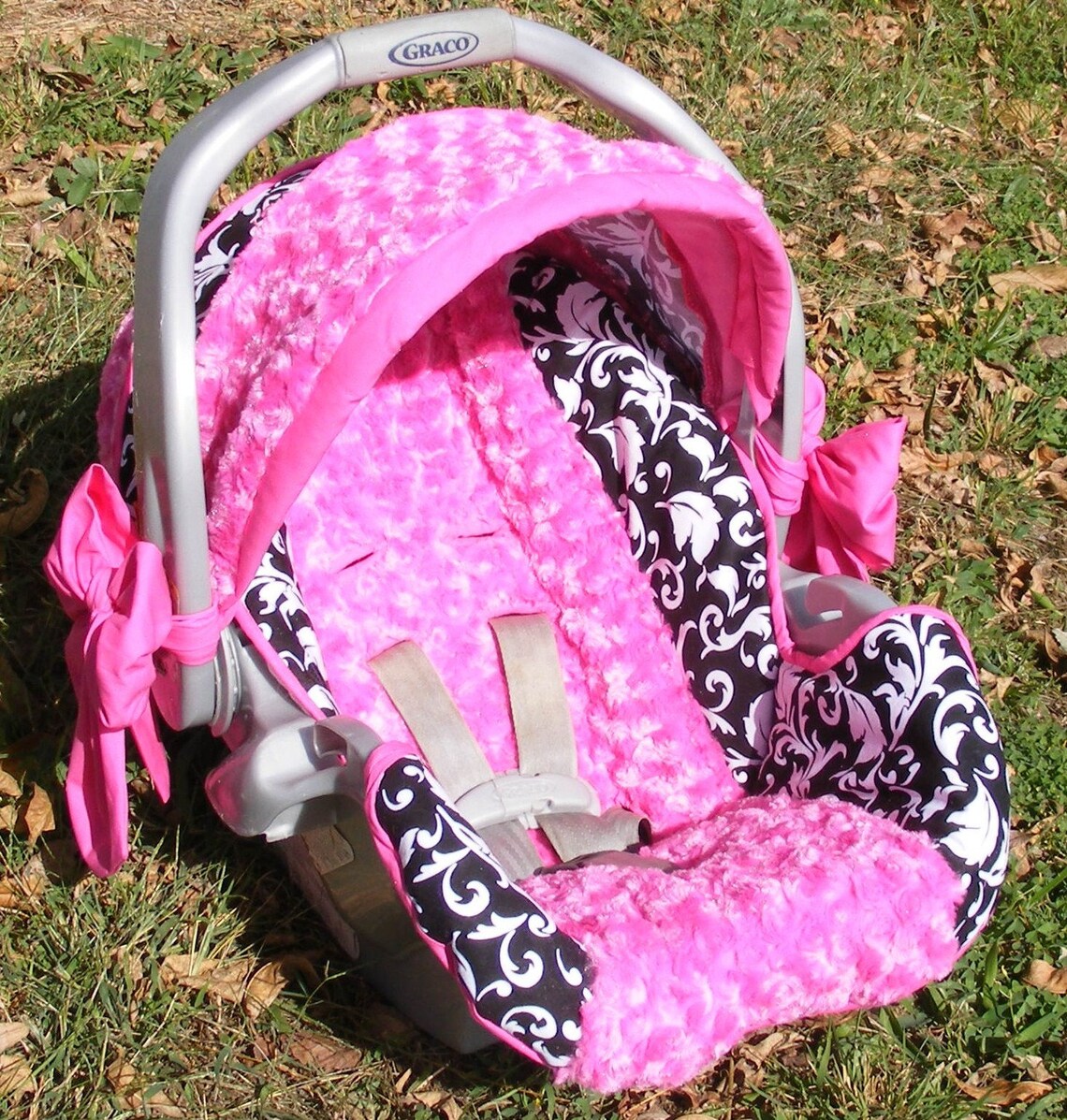 Reupholstered Infant Car Seat cover baby girl Hot Pink Rose Etsy