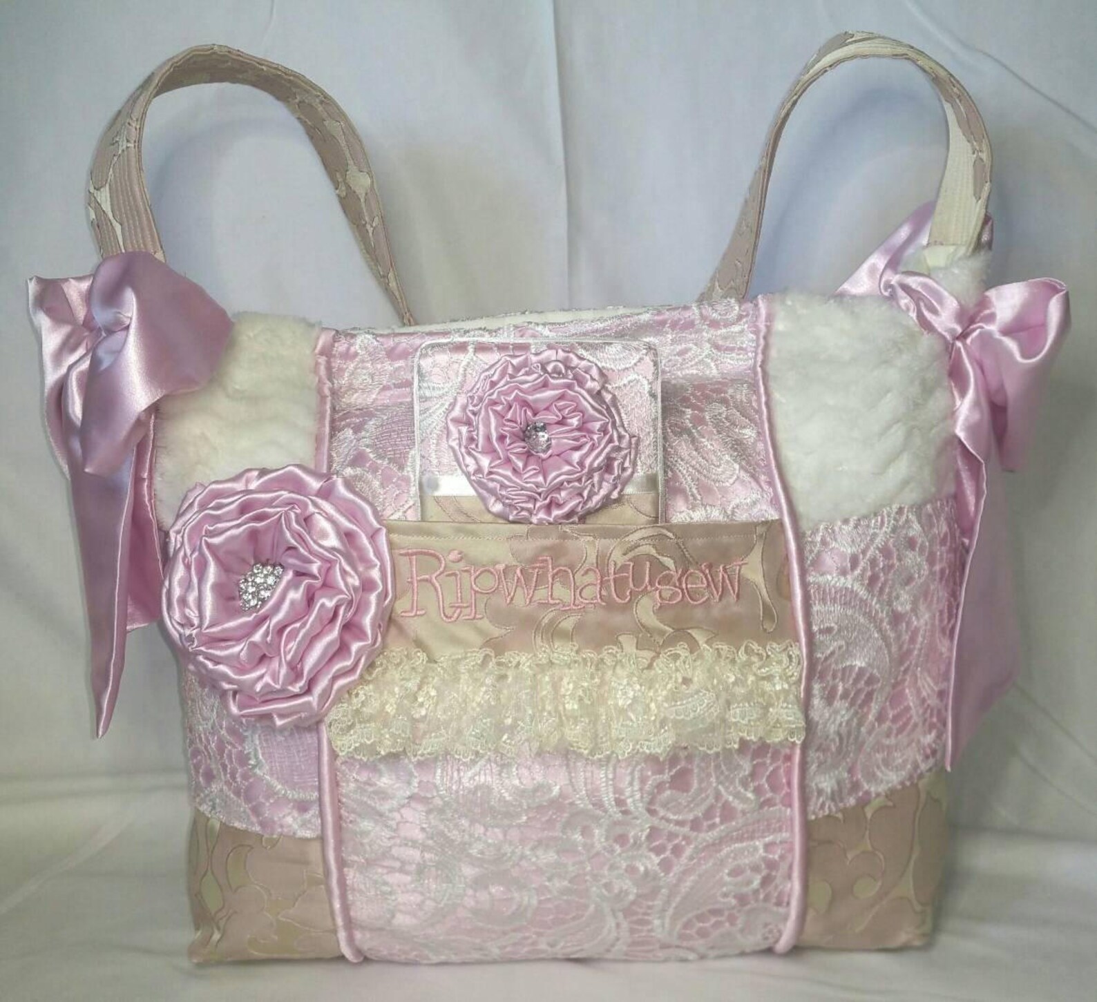 Large Diaper Bag Baby Toddler Girl Vintage Style Light Pink Etsy