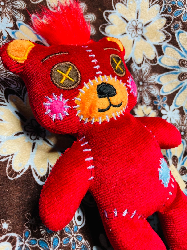 Plush Teddy Bear Boba Stuffed Animal Red Soft Minky Etsy