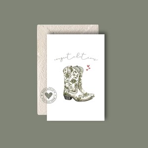 Félicitations cow-girl | carte inspirée de pays | Bottes de cow-boy | Remise des diplômes | Félicitations