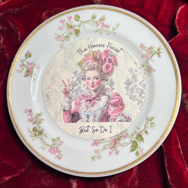 The Horrors Persist...But So Do I - Victorian Snark on Vintage Upcycled Plate