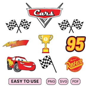 Cars Svg, Lightning McQueen Svg, Cars Svg Files For Cricut, Lightning McQueen Cut Files, Cars Png, Layered SVG Bundle, Cars For Cricut