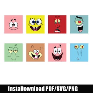 Spongebob Gesicht SVG, Spongebob Geburtstag Design, Spongebob Silhouette Cut File, Spongebob T-shirt, Spongebob Printable