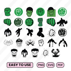 Hulk PNG, Hulk SVG, Superhéroe PNG, Vengadores Png, Svg, Diseño digital, Descarga instantánea, Archivos digitales de Hulk, Clipart de Hulk, Pegatinas