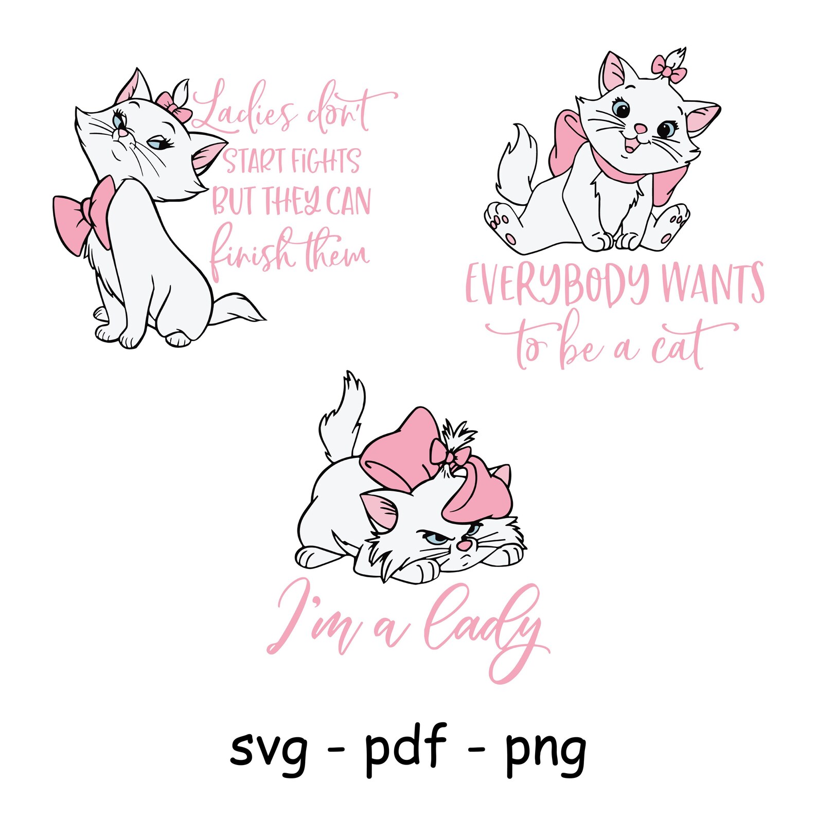 Aristocats SVG, Marie SVG, Cats Svg, Cats Clipart, Bundle Layered SVG ...