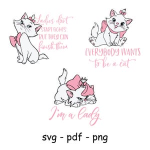 Aristochats SVG, SVG Marie, chats, clipart chats, Bundle couches SVG, svg Aristochats Cricut, Aristochats Marie Svg & fichiers Png pour Cricut