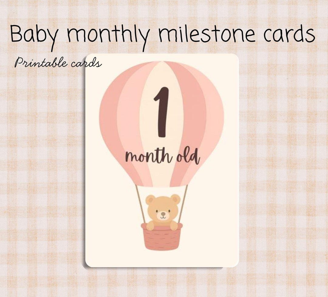 Baby Monthly Milestone Cards | Printable Download | Baby Girl Milestone ...
