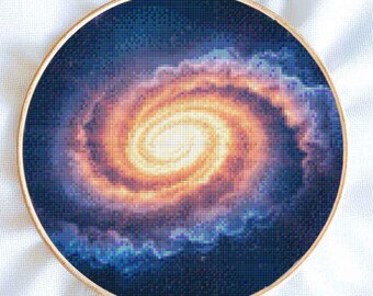 Rainbow Spiral Galaxy Cross-stitch Pattern Digital Download