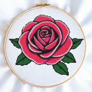Red Rose Cross Stitch Pattern PDF