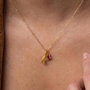 Birthstone Initial Necklace Gold 18K Finish Personalized Letter Charm Pendant Dainty Gift for Her Custom Jewelry Minimalist Elegant