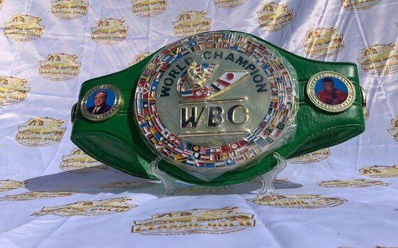 WBC Boxing Championship Belt diecast, Gold Plated, Green Leather
