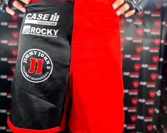 Spezialanfertigung MMA Shorts: Rot & Schwarz Split-Design - Trainingskleidung