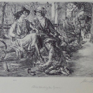 JOHN SLOAN Shine, Washington Square 1939 Vintage Lithograph Art Print