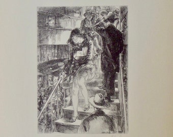 JOHN SLOAN Subway Stairs 1939 Vintage Lithograph Art Print