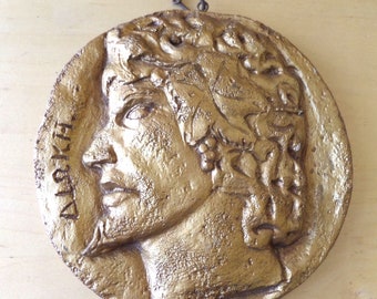 Hollywood Movie 1970 Prop Greek-Roman Style Gold Medallion