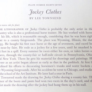 LEE TOWNSEND Jockey Clothes 1939 Vintage Lithograph Art Print image 4
