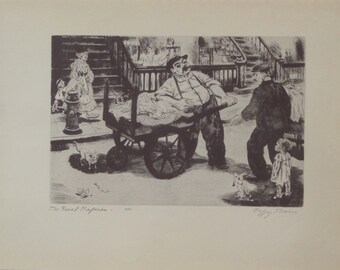 PEGGY BACON The Rival Ragmen 1939 vintage drypoint etching Lithograph art print