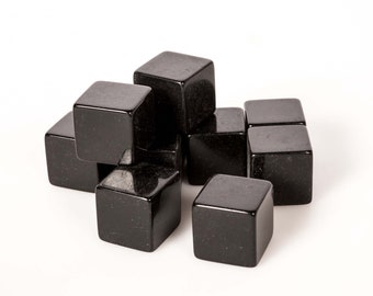 Vintage 10 Factory Blank CATALIN Cubes Dice Black 5/8" (14mm) square by Bakelite