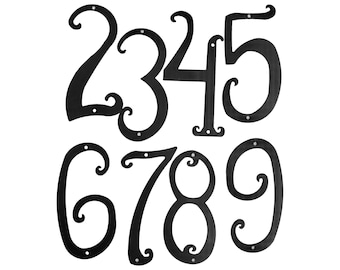 House Number Set of 3 Antique Style Black Powder Coated Metal House Number 6 inches High New Old Stock