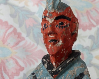 Fabulous Guatemalan Santos, Vintage 1940-50, Hand Carved, Painted Wood, Folk Art, Catholic Saint Sculpture