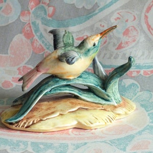 Vintage Strangl Hummingbird 1940’s Audubon Series, Buff-Bellied Humming Bird, Trenton New Jersey Pottery