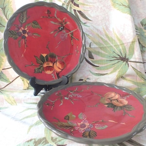 Tracy Porter Two Dinner Plates Octavia Hill Garden Collection Rich French Style Pastoral Colors 2006 to 2008