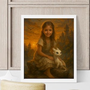 Custom Fantasy Dragon Rider Portrait for Kids – Personalized Digital Art from Photo – Magical Creature Illustration – Made to Order
