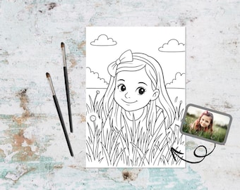Página para Colorear Personalizada desde Foto – Retrato en Arte Lineal Personalizado – Regalo Único para Niños y Adultos – Descarga Digital