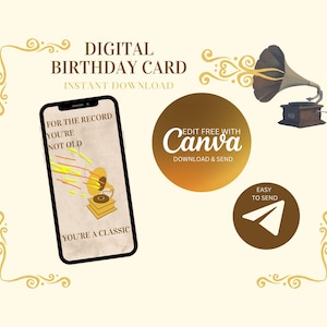 Cartão engraçado 'You're a Classic' – download instantâneo, personalizável e editável no Canva, ideal para aniversários.