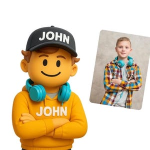 Retrato personalizado inspirado en Roblox a partir de una foto: estilo clásico cuadrado (A4/Carta, 1 día)