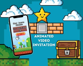 Super Game Birthday Video Invitation: Animated Digital Invite (Instant Download