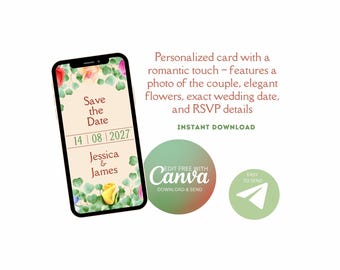 Animated Wedding RSVP Save the Date | Digital Motion Invitation | For Couples Guests | Elegant Romantic Style | Instant Download
