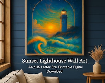 Lighthouse Arch Print: Dreamy Coastal Wall Art (Digital Download A4, A3, US Sizes)