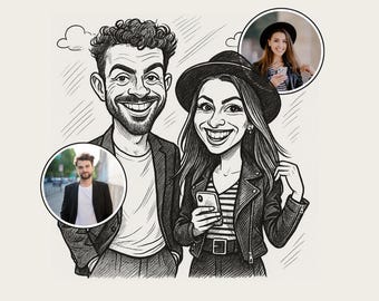 Benutzerdefinierte Schwarz Weiß Digital Portrait vom Foto, personalisierte Pen und Ink Style Line Art Kunstwerk, einzigartiges Geschenk, Line Art für Familie