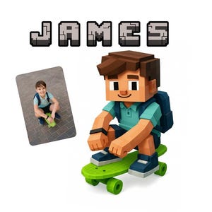 Retrato personalizado al estilo Minecraft a partir de una foto • Retrato digital en bloques / A4 (Eu) y Carta de EE. UU. • 1 día hábil