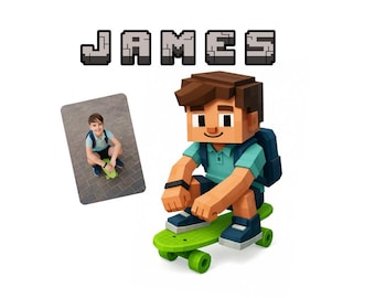 Custom Pixelated Gamer Portrait | Personalized Block Style Video Game Art | For Gamers Streamers | 8-Bit Pixel Art | Digital Download