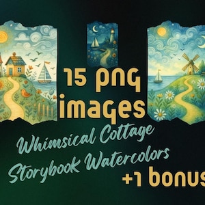 Watercolor Cottage Print: Enchanting Storybook Art (Digital Download A4 300 DPI)