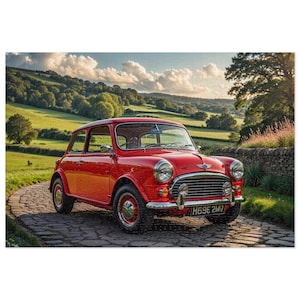 Vintage Car Jigsaw Puzzle with Tin, Classic Car Puzzle, Road Trip Decor, Unique Gift for Car Lovers, Family Fun Game