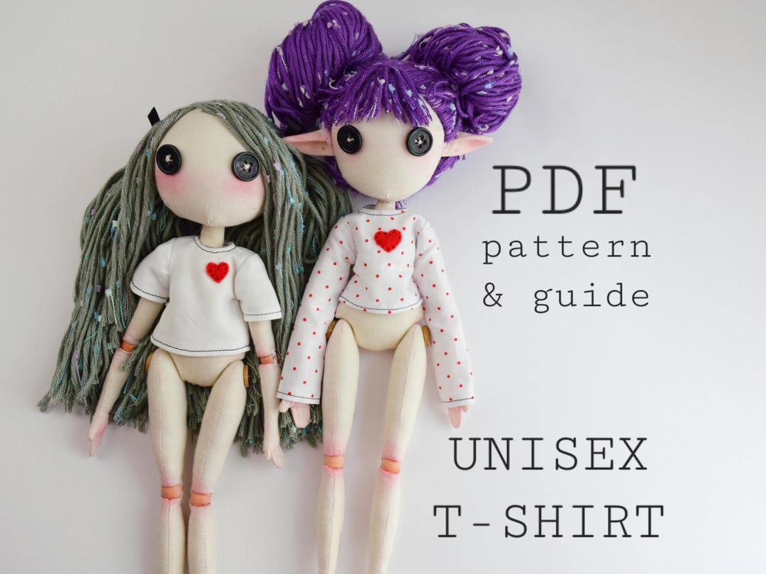 Unisex Doll T-Shirt Pattern and Tutorial - Long & Short Sleeve, Regular + Cropped - Step b