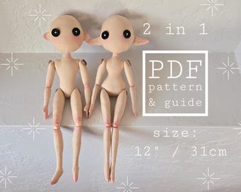 Gegliederte junge & Mädchen Puppe Bundle Schnittmuster und bebilderte Anleitung, Elfe und Standard Ohr, Anfänger freundliche Anleitung, handgemachtes Geschenk