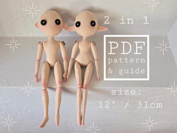 Jointed Boy & Girl Doll Bundle Sewing Pattern and Illustrated Guide, Elf and Standard Ear, Beginner Friendly Tutorial, Handmade Gift