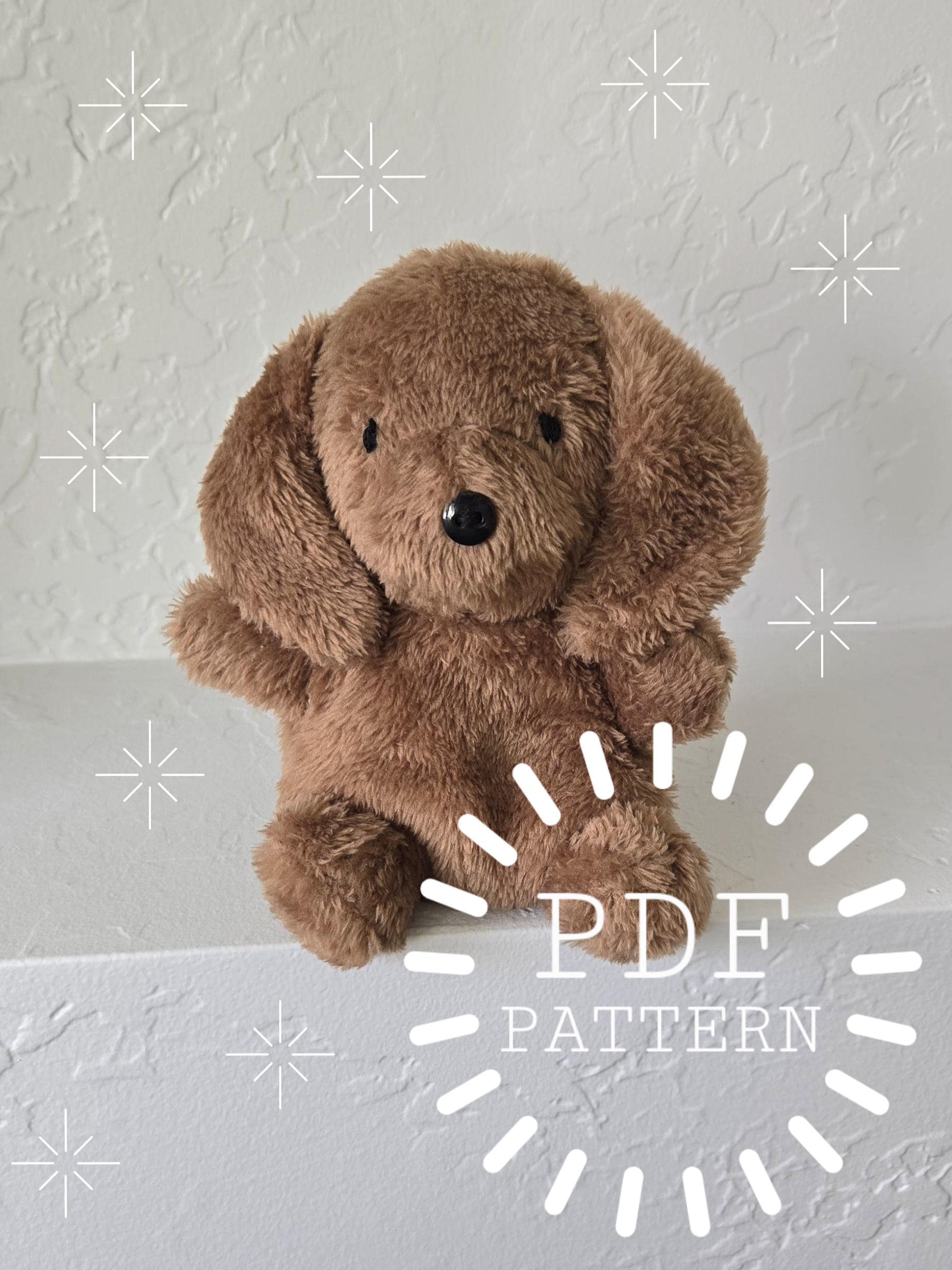 Chiot chien doudou PDF patron de couture et instructions, petit animal en peluche bricolage, fichier numérique téléchargement immédiat