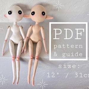 Patrón de costura para muñeca articulada y guía ilustrada: Orejas de elfo y orejas estándar, tutorial paso a paso para principiantes, regalo hecho a mano.