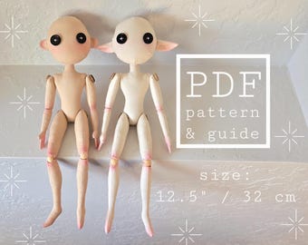 Jointed Boy Doll Sewing Pattern and Illustrated Guide, Male Elf & Standard Ear, Beginner Friendly Step by Step Tutorial, Handmade Gift