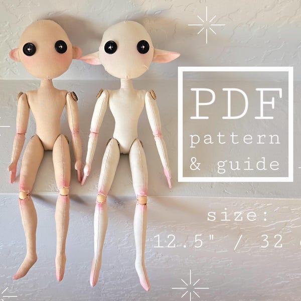 Jointed Boy Doll Sewing Pattern and Illustrated Guide, Male Elf & Standard Ear, Beginner Friendly Step by Step Tutorial, Handmade Gift