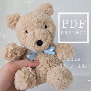 Teddy Bear Plushie PDF Sewing Pattern and Instructions, Small Stuffed Animal Toy DIY, Digital File Instant Download