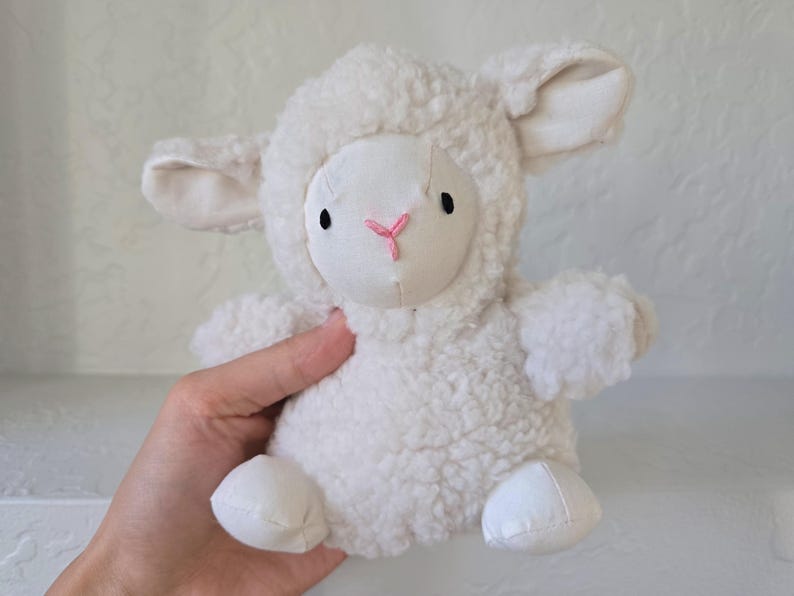 Lamb Plushie Sewing Pattern and Tutorial - beginner friendly, step by step illustrated guide - DIY plush toy stuffed animal handmade sheep image 3